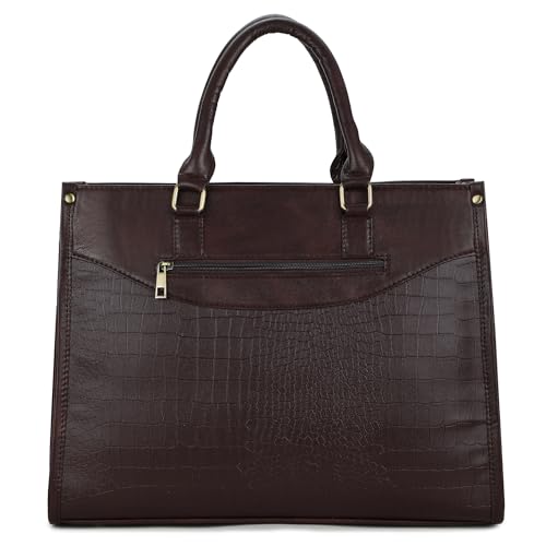 Image of K London Stylish Women's Office Bag-Vegan Leather Laptop Tote For Professional&Casual Work Use|Spacious,Durable And Elegant Crossbody|Handbag|Sling Bag 14 Inch Laptop With Double Handles,White
