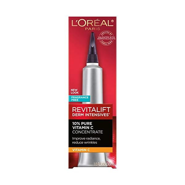 L'Oreal Paris Revitalift 10% Pure Vitamin C Face Serum, Brighter Skin, Reduced Wrinkles, Fragrance Free 1 0z.
