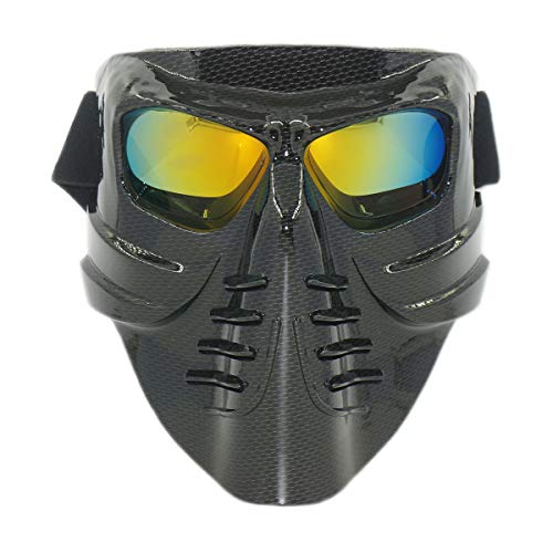 Vhccirt Masque de Visage de CrâNe avec des Lunettes Masque Effrayant Squelette Tactique Coupe-Vent FantôMe pour Airsoft/Paintball/Moto/Moto/Course Automobile