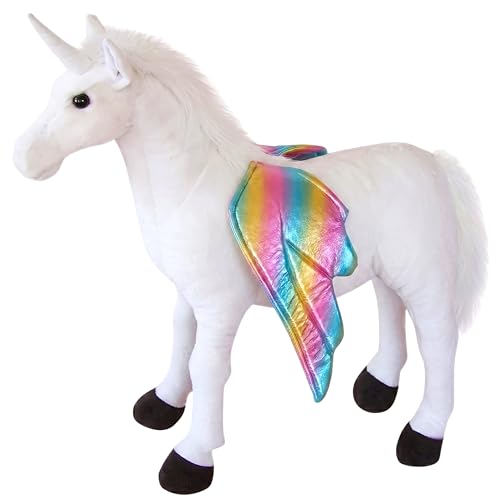Image of Tickles Magical Unicorn with Rainbow Wings Soft Stuffed Plush Animal Toy for Kids Boys & Girls Birthday Gift (Size: 40 cm, Color: White)