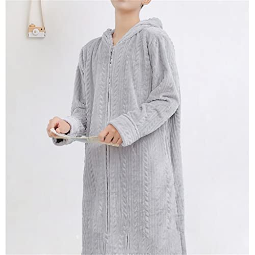 Hooded Nightgown Men's Winter Coral Hair Thickened Long Size Nightdress Couple Bathrobe2