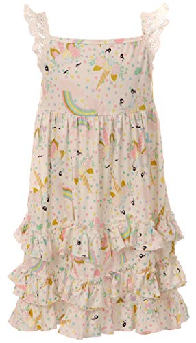 BluNight Collection Little Girl Dress Kids Unicorn Rainbow Party Summer Flower Girl Dress 2T-8