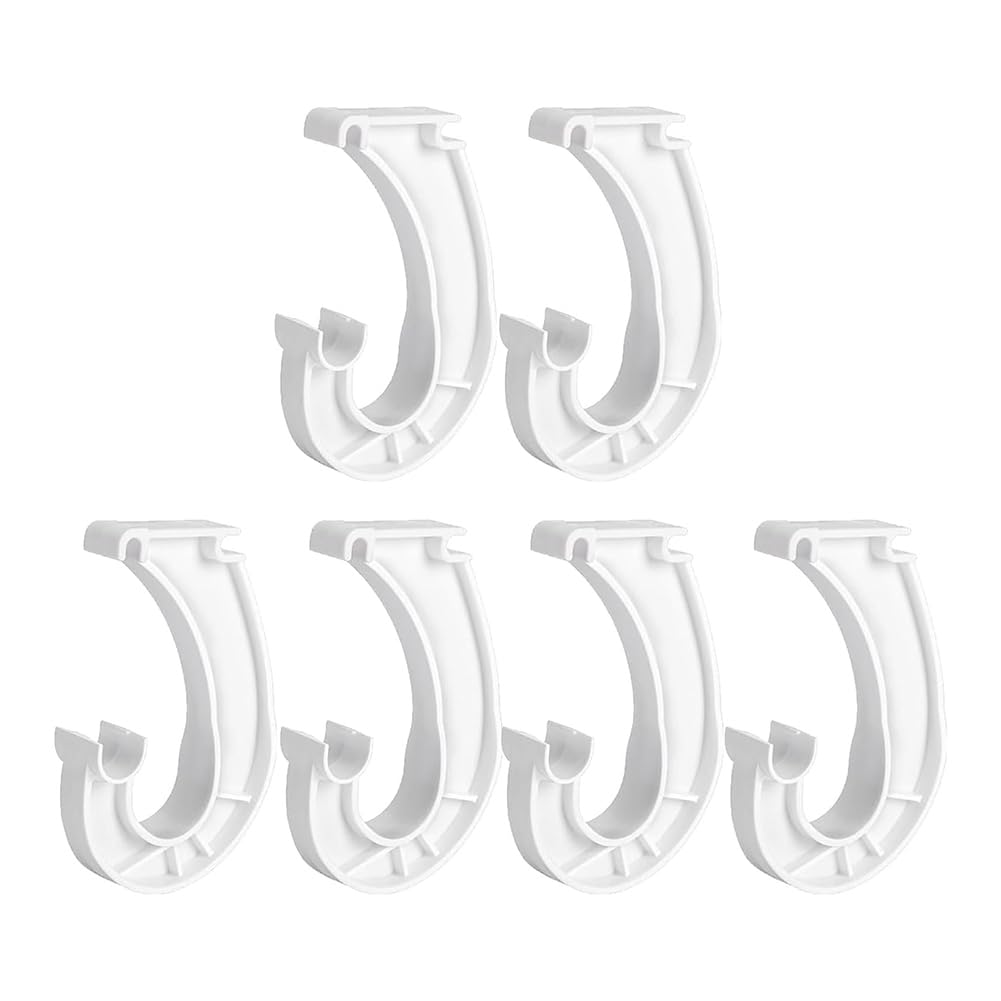 Gosera White 6Pcs Hanging Closet Rod Support - Sturdy J-Shaped Closet Brackets For Hanging Clothes, 3/4 Closet Shelf Rod Holder