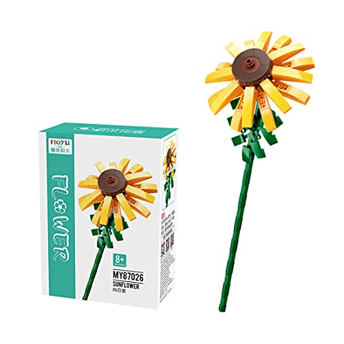 XUOO MOYU Block MY87026 Sonnenblume (gelb) Bouquet Baustein, Blumenserie Modellbausatz, Baustein Blumenspielzeug Set…