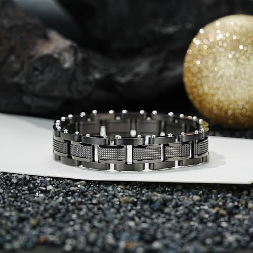 Pulsera para hombre de acero inoxidable con diamante negro miniatura 2