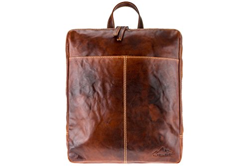 Alpenleder Meran: Mochila de piel de búfalo para hombre y mujer  estilo vintage  color