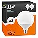 2x Lampadine LED E27 18W Professionali Garanzia 5 anni Opaca (2000 lumen equivalenti a 124W) - Forma: Globo G120 - Luce Bianco Freddo 6400K - Fascio Luminoso 200°