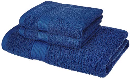 Image of Amazon Brand - Solimo Towel Set | 100% Cotton | 3 Piece | 500 GSM | Soft & Highly Absorbent (Iris Blue)