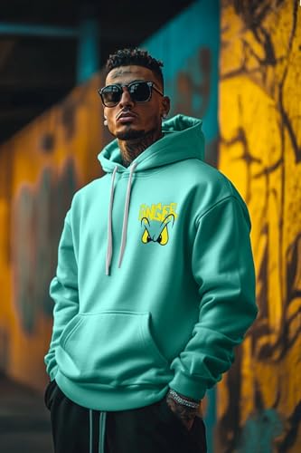 Image of Veirdo Cotton Poly Fleece Oversized Hooded Sweatshirt Baggy Fit Stylish Pocket Graphic Printed Hoodie for Men (Available in Sizes: S to 3XL)