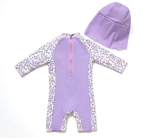 Bonverano(TM) Kids UPF 50+ Sun Protection S/S One Piece Zip Sun Suit With Sun Hat (3-6 months, Colorful fish)2