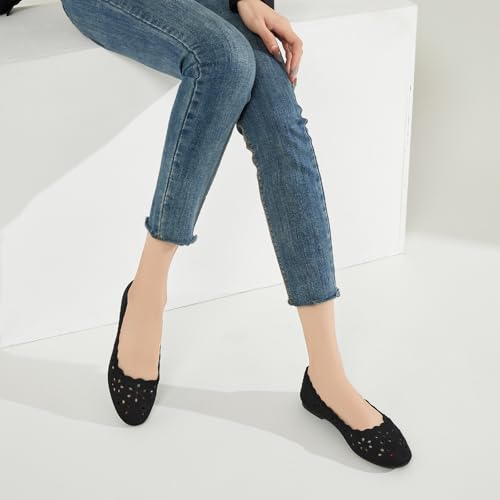 Image of BABUDOG Mesh Ballet Flats Shoes for Women,Womens Flats Dressy Comfortable,Women's Dress Shoes with Flower Eyelets,Slip on Casual Walking Flats