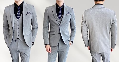L'MONTE 3-Piece Slim Fit Suit Blazer Set (Gray) LIGHT GREY - Image 5
