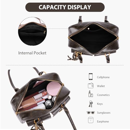 GSenhui Boston Tragetasche Damen Vintage Umhängetasche Klein Handtasche mit Mehreren Taschen, Doppeltasche Schultertasche Bogen Tote Bag Handbags for Reisen Arbeit