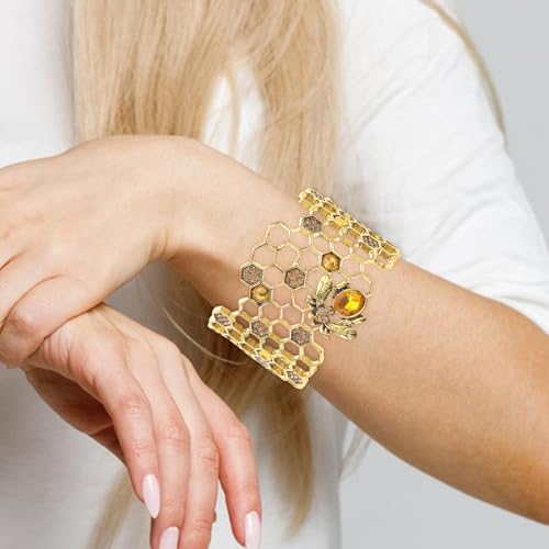 Adjustable Metal Alloy Bee Bangle for Women and Girls - Open Cuff Design, Elegant Arm Jewelry, Perfect for Everyday Wear4