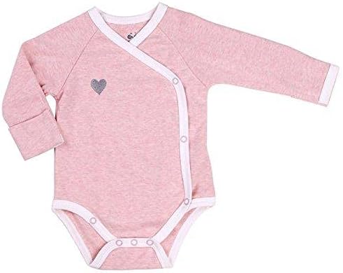 Asher and Olivia Baby Girl's 3-Pack Long-Sleeve Kimono Bodysuit Set -Side Snap Infant Bundle Light Pink, Stripes, Flower 0-3 Months - Image 2
