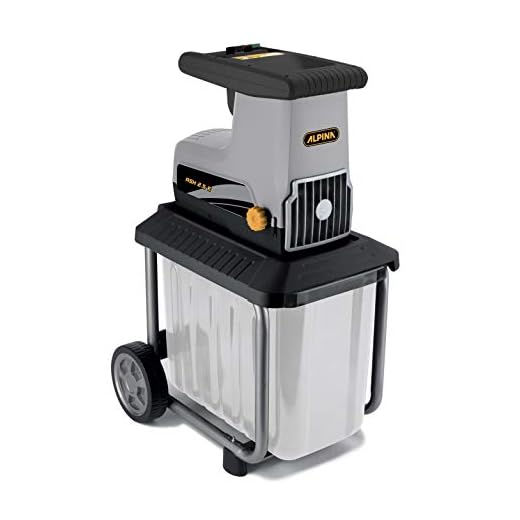 Alpina Biotrituradora eléctrica ASH 2.5 E, Silencioso motor eléctrico de 2500W, Tritura ramas de hasta 40 mm de diámetro y residuos de jardín, Contenedor de plástico de 60L