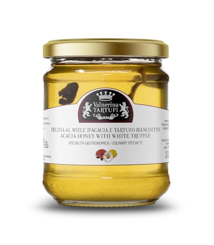 Valnerina Tartufi Délices au Miel d'Acacia et Truffe Blanche | Spécialité Gastronomique pour Fromages | Pot 250 gr.