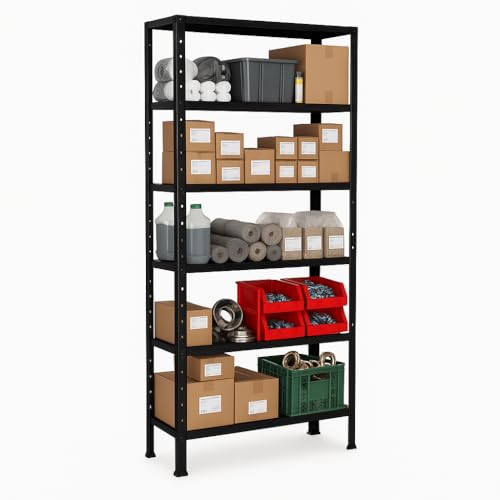 El Mejor Listado de Anaquel Sams los más solicitados. 41 ADF | Estante Exhibidor Metálico Ajustable de Alta Resistencia | Anaquel Organizador de 6 Niveles | Capacidad de Carga 300kg | 190x84x30cm | Calibre 26 | Rack Organizador (Negro,...