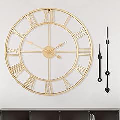 LEIKE Large Modern Wall Clocks, 18 " Gold Metal,Rustic,Round,Silent Non Ticking,Battery Operated photo LEIKE Large Modern Wall Clocks, 18 " Gold Metal,Rustic,Round,Silent Non Ticking,Battery Operated