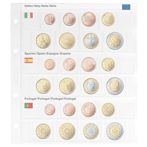 Hoja Karat Euro LINDNER para series de monedas de Italia, España y Portugal