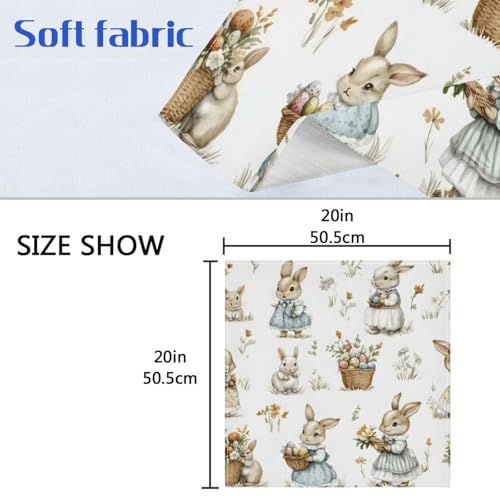 Servilletas de tela con diseño de conejo y flores, set x6 miniatura 6