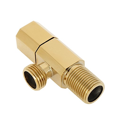 Robinet d'Arrêt Mural en Laiton, Vanne d'Angle pour Salle de Bain, Finition Dorée, Installation G1/2, 8,2 x 1,8 x 2 cm, pour Eau Chaude et Froide