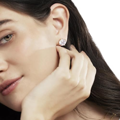 JTV 18K Yellow Gold Over Sterling Silver CZ Stud Earrings – Faux Diamond Earrings for Women – Classic, Elegant & Gift-Ready Jewelry, (7.76 ctw)2