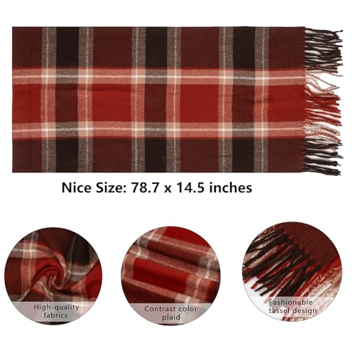 Winter Plaid Scarf for Women Men - Cashmere Feels Warm Tartan Scarves Long Shawl Wrap3