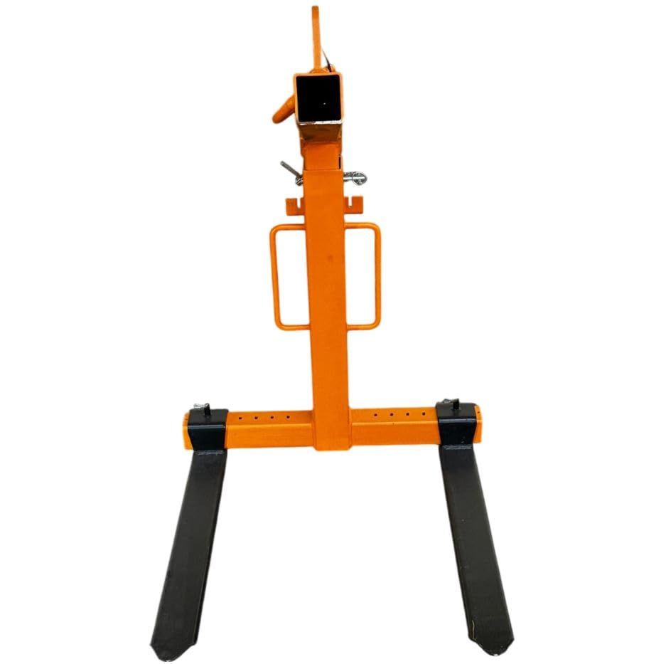HMT Krangabel 1500 KG Tragkraft, manueller Gewichtsausgleich, 1100-1700 mm Höhe einstellbar, Ladegabel, Palettengabel, Ladegabel für Kran, Palettengabel für Kran, Farbe Orange