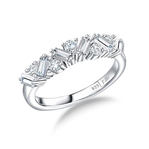 DAYBYDAY Moissanite Wedding Bands for Women Half Eternity Band Rings Moissanite Aniversary Ring Size 8