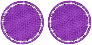 mciskin Universal Vehicle Bling Cup Holder Insert Coaster Car Interior Accessories-2.75 inch Silicone Anti Slip Crystal Rhinestone Car Coaster-Universal (Pack of 2) (Purple)