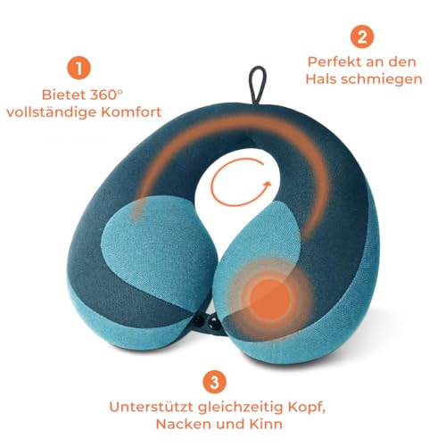 INFANZIA Kinder Nackenkissen Kinnstützendes Reisekissen, Verhindert des Vorwärtsfallens des Kopfes, U-förmiges Nackenkissen für Auto, Flugzeug oder Zug, Geschenke für Kinder, Blau