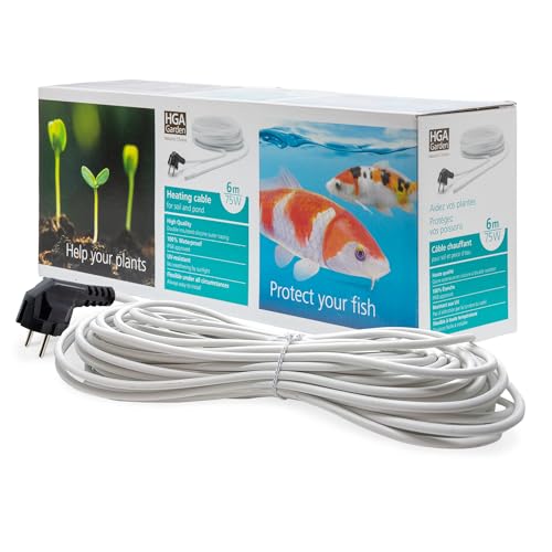 VIALIA Frostschutz Heizkabel 6m 75W | Eisfreihalter für Teiche von 1-4 m³ | Teichheizung zum Schutz von Fischen & Pflanzen im Winter | Wärmekabel IP68 wasserdicht für Filter & Wasserlauf