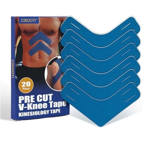 CISOOTI Kinesiology Tape,V-Knee Tape,Relief of Muscle Pain,Cotton Elastic Athletic Tape Latex Free,5.5 X 3.4in Precut 20Count. Cover