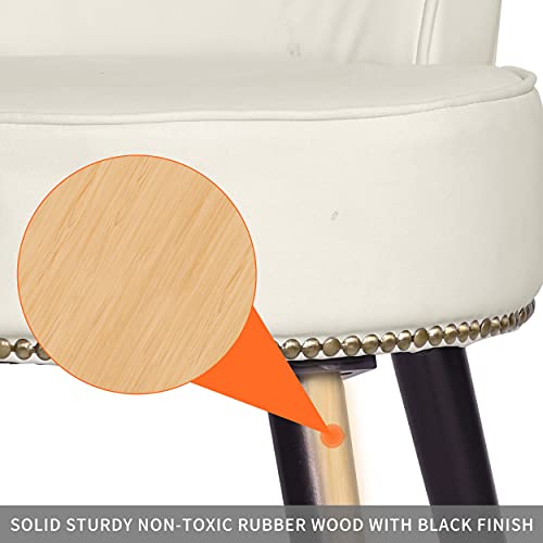 MUPATER Vanity Stool Chair Makeup with Low Back, Round Padded Chair for Vanity, Make-up Chairs for Vanity with Wood Legs, White - Thumbnail 5