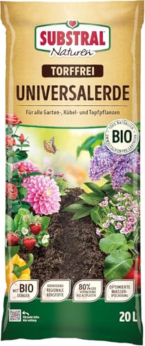Substral Naturen Universalerde Bio & torffrei 20l für Zimmer- Balkon und Kübelpflanzen in Beeten und Rabatten