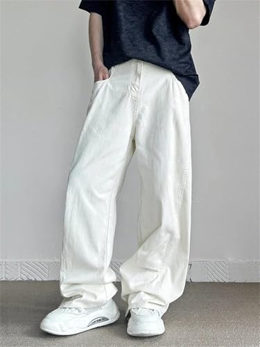 Men's Cotton Non-Stretch Straight Baggy Jeans Streetwear Casual Denim Pants Hip Hop Trousers2