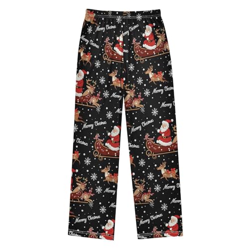 Christmas Pajama Pants Deer Snowflake Santa Long Sleep Pants Lounge Bottoms2
