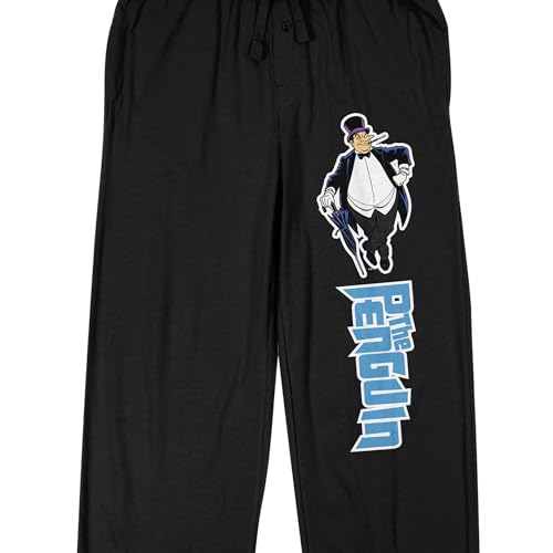 Bioworld Batman 66 TV The Penguin Blue Name Text Adult Black Sleep Pajama Pants2