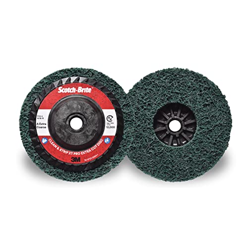 Scotch-BriteTM Clean and Strip XT Pro disco extra cortado, T27 cambio rápido, 5 pulgadas x 5/8-11 pulgadas, A XCS, 10 por caja