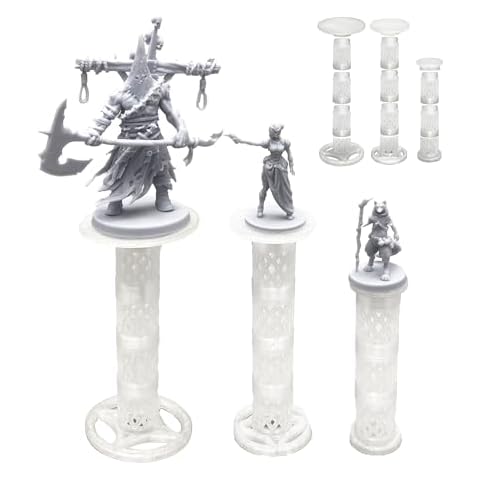 Lixusia Combat Risers for Flying Miniatures, DND TRPG Terrain Flight Stands, Raised Platforms, 8 Adjustable Tiers with 3 Stands and Bases, (Crystal white) Cover