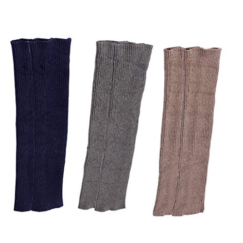 Lucky staryuan Women Set of 3 Cashmere Knit Leg Warmer Boot Warmer Warm Leg Warmers (Navy Blue Gray Khaki)