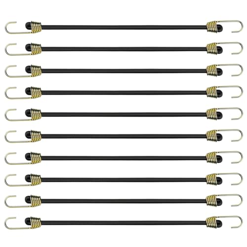 10 pcs Tendeurs Elastique avec Crochets, 24 cm Petite Corde Ajustable avec Attache Mini Sandow Bache en Caoutchouc Cordon de Bagage Robuste Sangle de Tension Universel pour Camping Tente Fixation