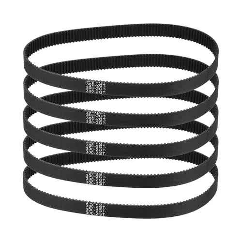 sourcing map 300mm GT-2 Timing Belt 9mm Width 2mm Pitch Black 5pcs