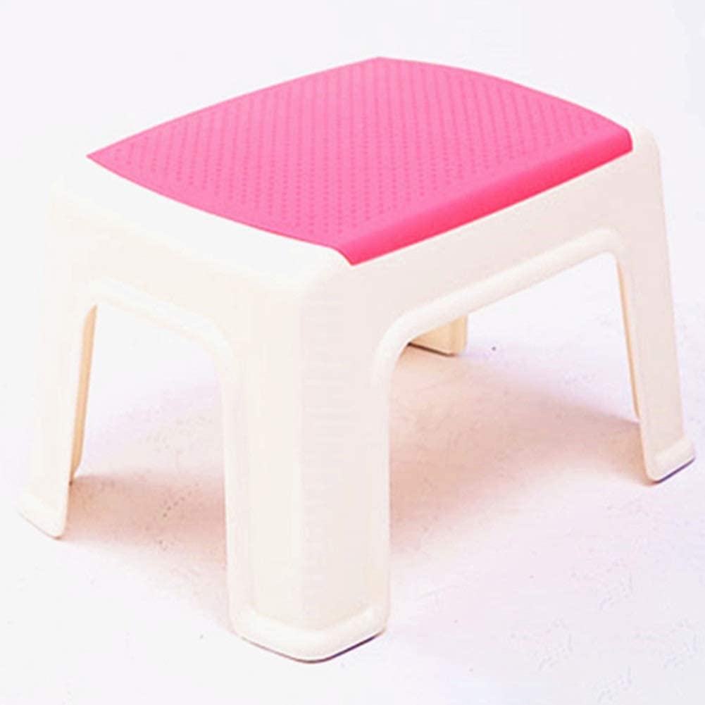 Reposapiés Taburete de plástico para baño Taburete para Embarazadas Adultos Taburete para el hogar 33 * 23 * 21Cm Creatividad/Rosa