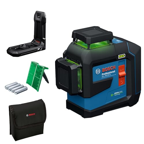 Bosch Professional laser lignes GLL 80-33 G (support de fixation LB 10, laser vert, portée jusqu’à 30 m, alimentation dual power, 4 piles 1,5 V LR6, housse de protection)