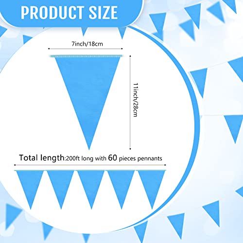 Image of Tatuo 200 Feet Solid Pennant Banners Flags String Triangle Hanging DIY Bunting Flags Party Decorations for Grand Opening Party Banners for Kids Birthday, Shops (Blue)