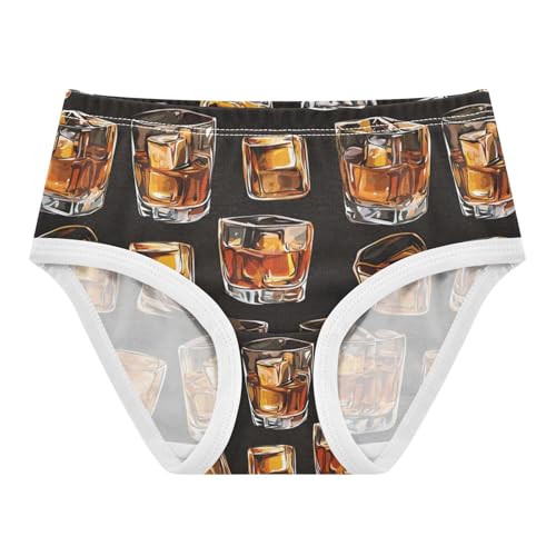 ZZKKO Whisky Glass Black Girls Underwear Toddler Panties for Girls Comfort Brief Size 2T-8Y