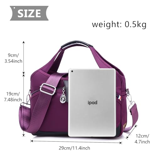 Eslcorri Medium Women Crossbody Messenger Bag Casual Multiple-pockets Shoulder Handbag Nylon Top Handle Ladies Tote Purse3
