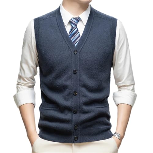 Men’S Wool Basic Sleeveless Buttons Down Cardigan Sweater Tank Warm V Neck Business Casual Knit Vest
